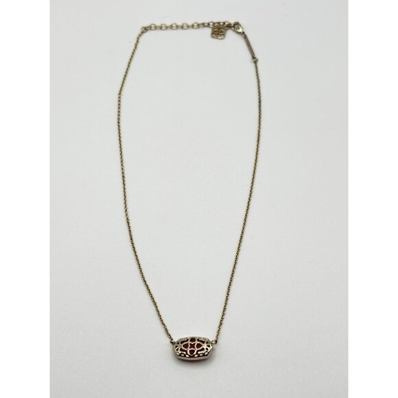 Kendra Scott Gold Necklace With Bright Pink Oval Crystal Pendant - Picture 2 of 6